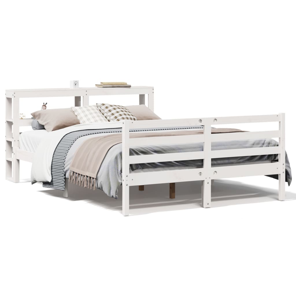 Cadre de lit sans matelas blanc 140x190 cm bois de pin massif