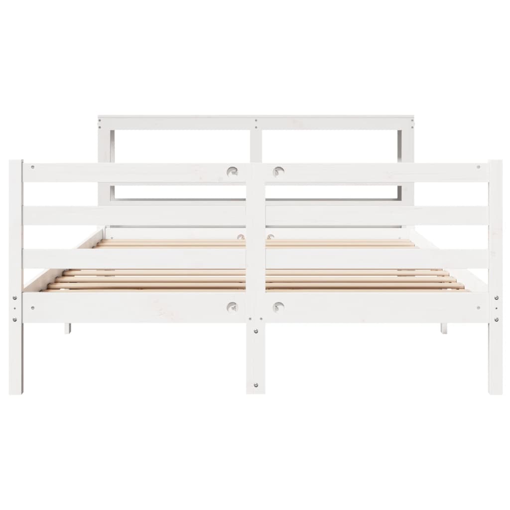 Cadre de lit sans matelas blanc 140x190 cm bois de pin massif