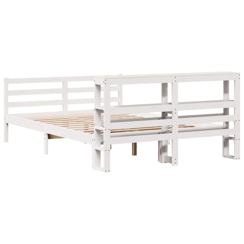 Cadre de lit sans matelas blanc 140x190 cm bois de pin massif