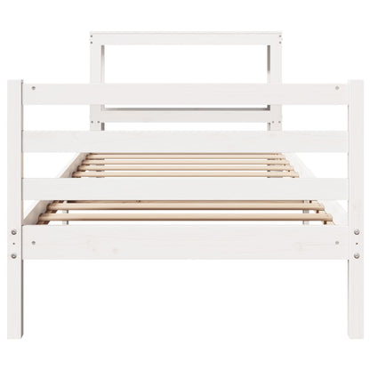 Cadre de lit sans matelas blanc 100x200 cm bois de pin massif