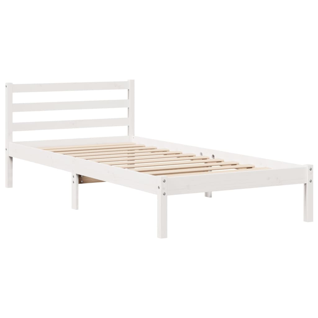 Cadre de lit sans matelas blanc 100x200 cm bois de pin massif