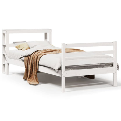 Cadre de lit sans matelas blanc 100x200 cm bois de pin massif