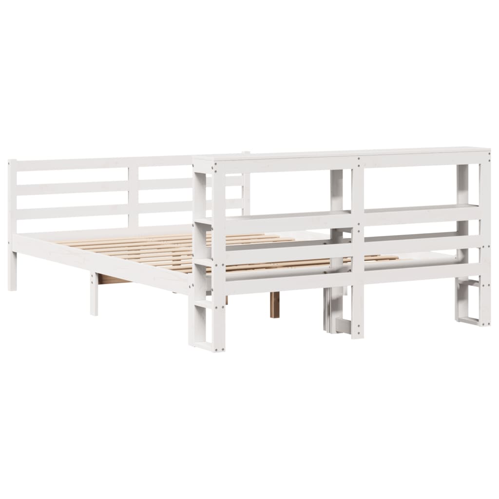 Cadre de lit sans matelas blanc 140x200 cm bois de pin massif