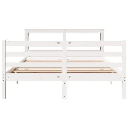 Cadre de lit sans matelas blanc 150x200 cm bois de pin massif