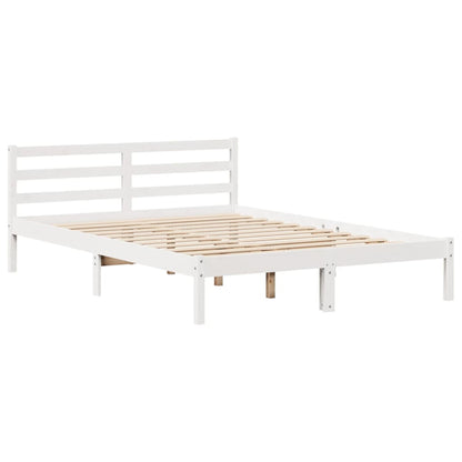 Cadre de lit sans matelas blanc 150x200 cm bois de pin massif