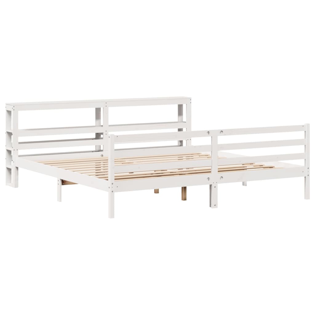 Cadre de lit sans matelas blanc 200x200 cm bois massif de pin