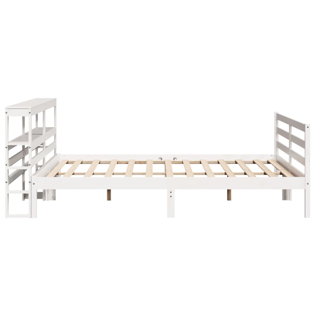 Cadre de lit sans matelas blanc 200x200 cm bois massif de pin