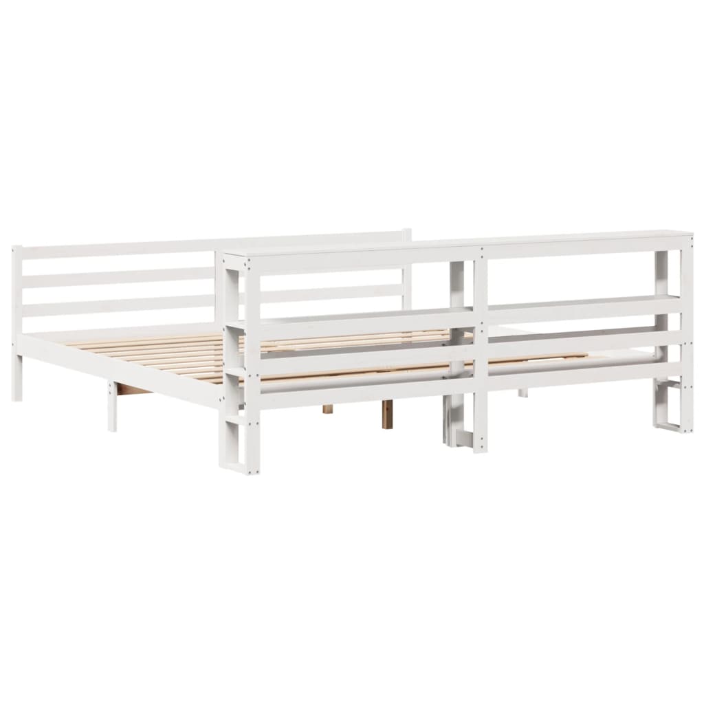 Cadre de lit sans matelas blanc 200x200 cm bois massif de pin