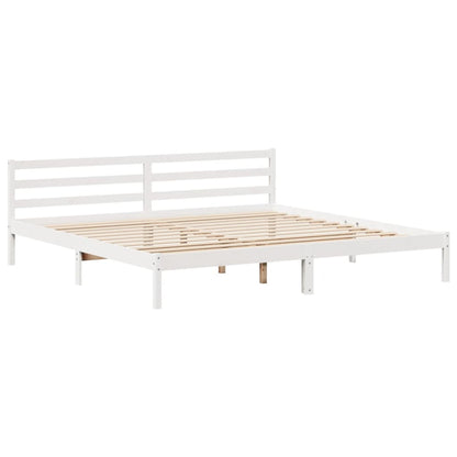 Cadre de lit sans matelas blanc 200x200 cm bois massif de pin