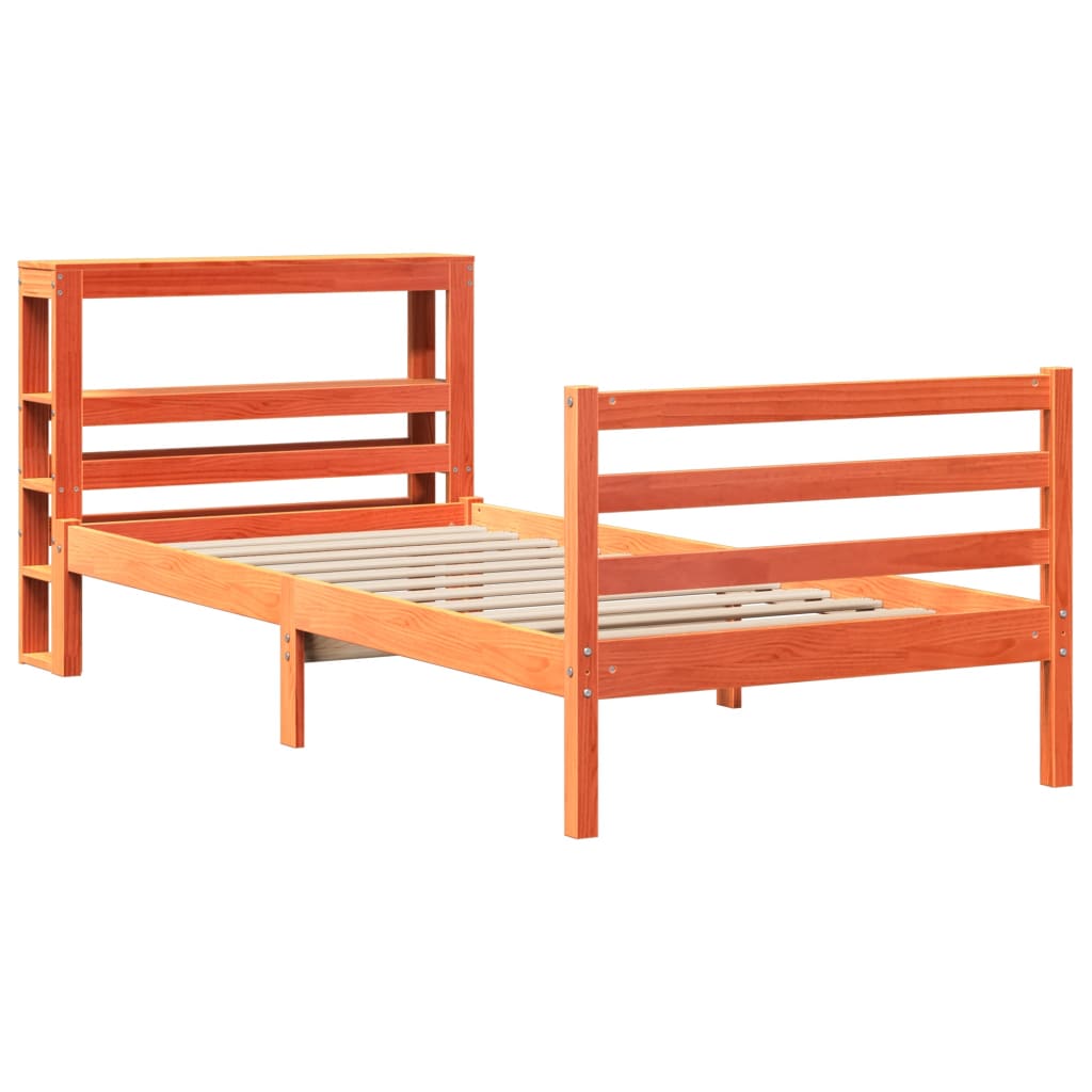 Cadre de lit sans matelas cire marron 75x190 cm bois pin massif