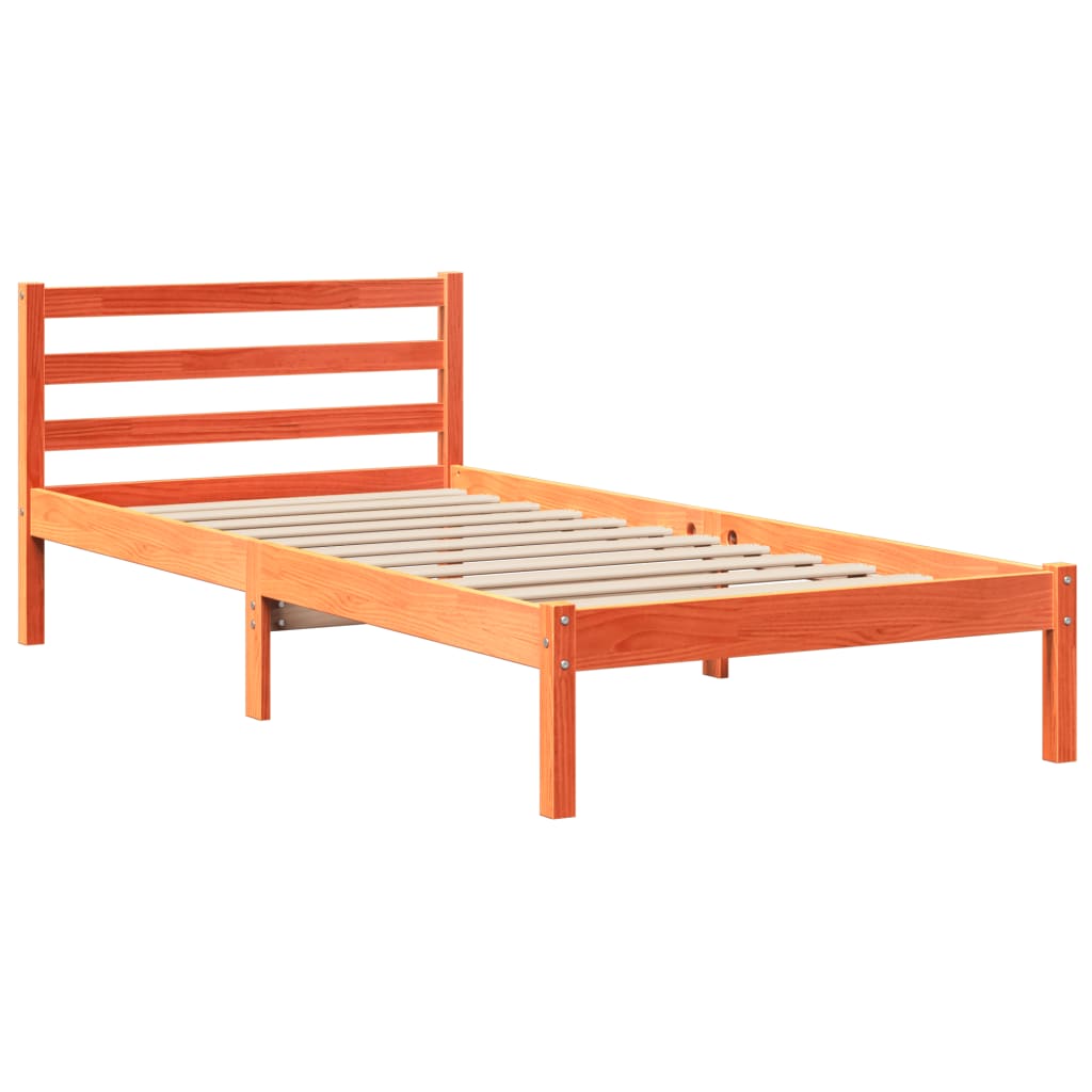 Cadre de lit sans matelas cire marron 90x190 cm bois pin massif