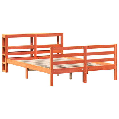 Cadre de lit sans matelas cire marron 120x190cm bois pin massif