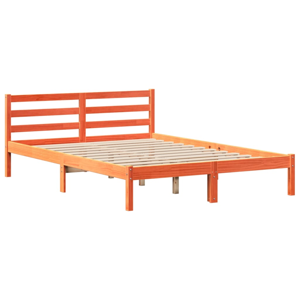 Cadre de lit sans matelas cire marron 120x190cm bois pin massif