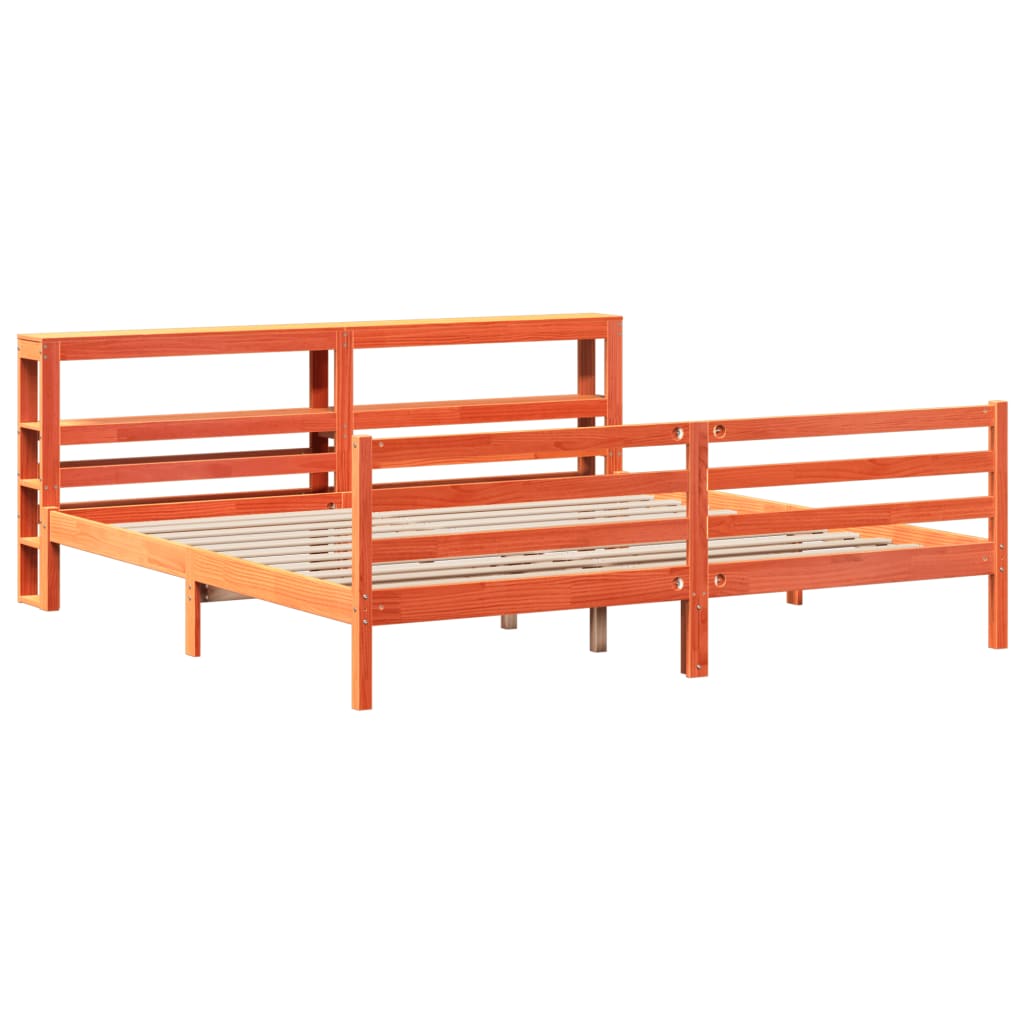 Cadre de lit sans matelas cire marron 180x200cm bois pin massif