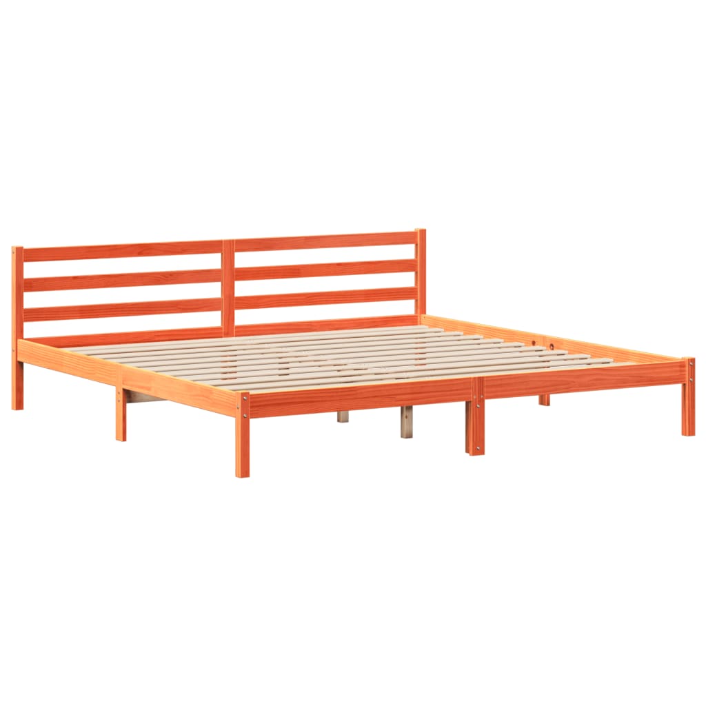 Cadre de lit sans matelas cire marron 200x200cm bois pin massif