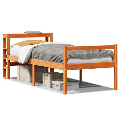 Cadre de lit avec tête de lit sans matelas cire marron 75x190cm