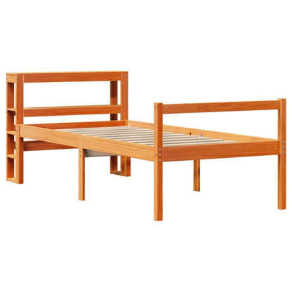 Cadre de lit avec tête de lit sans matelas cire marron 75x190cm