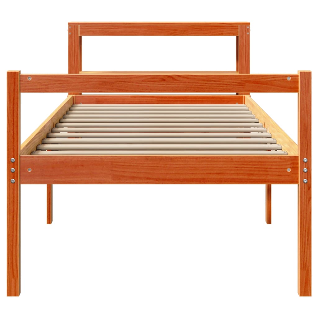 Cadre de lit avec tête de lit sans matelas cire marron 75x190cm