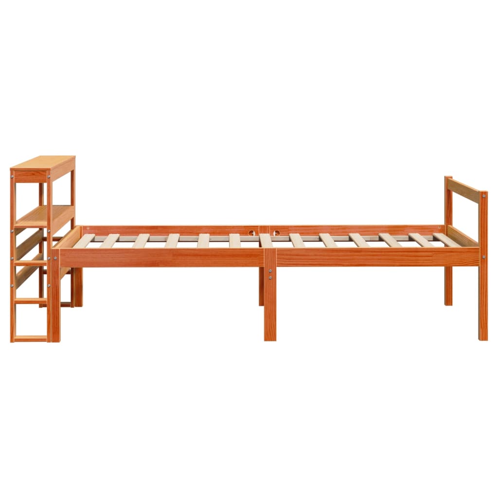 Cadre de lit avec tête de lit sans matelas cire marron 75x190cm