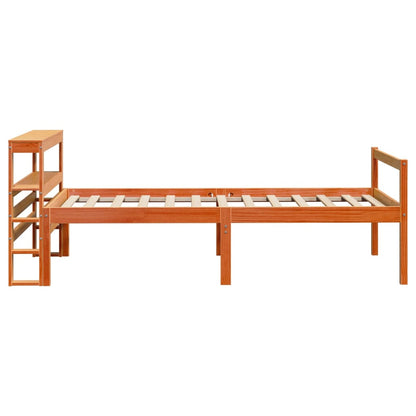 Cadre de lit avec tête de lit sans matelas cire marron 75x190cm