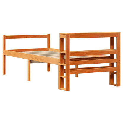 Cadre de lit avec tête de lit sans matelas cire marron 75x190cm