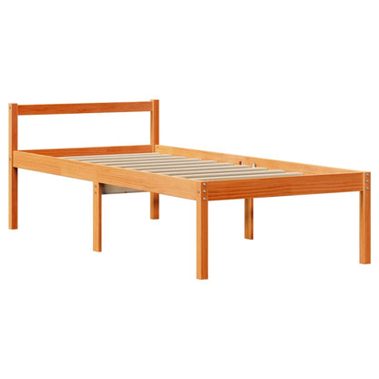 Cadre de lit avec tête de lit sans matelas cire marron 75x190cm