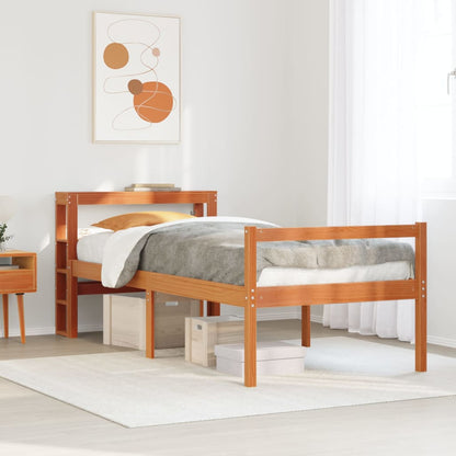 Cadre de lit avec tête de lit sans matelas cire marron 75x190cm