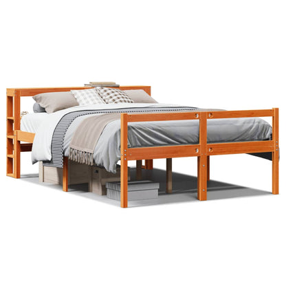 Cadre de lit et tête de lit sans matelas cire marron 120x190 cm