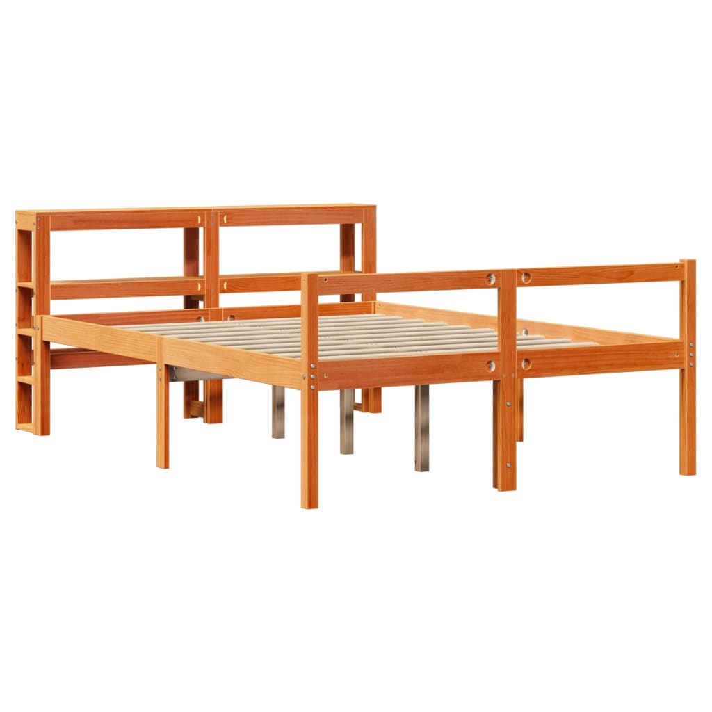 Cadre de lit et tête de lit sans matelas cire marron 120x190 cm