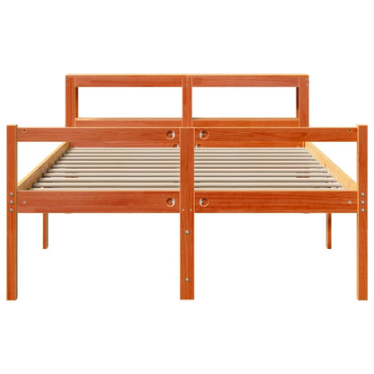 Cadre de lit et tête de lit sans matelas cire marron 120x190 cm