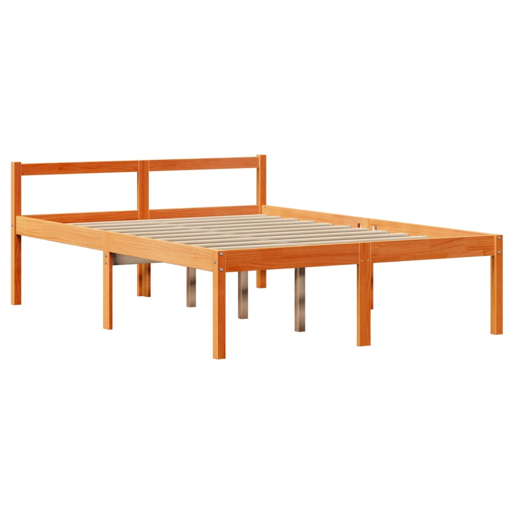 Cadre de lit et tête de lit sans matelas cire marron 120x190 cm