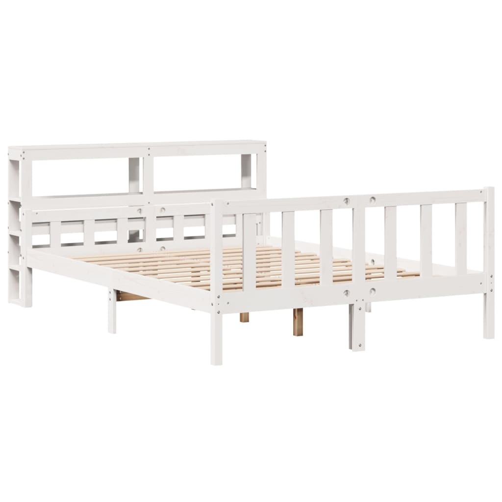 Cadre de lit sans matelas blanc 150x200 cm bois de pin massif