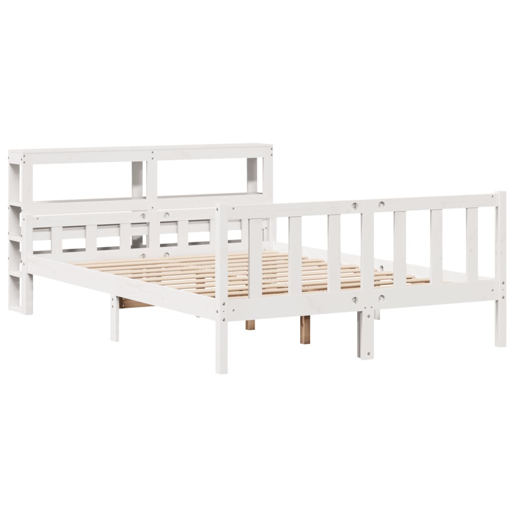 Cadre de lit sans matelas blanc 160x200 cm bois de pin massif