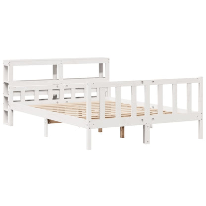 Cadre de lit sans matelas blanc 160x200 cm bois de pin massif