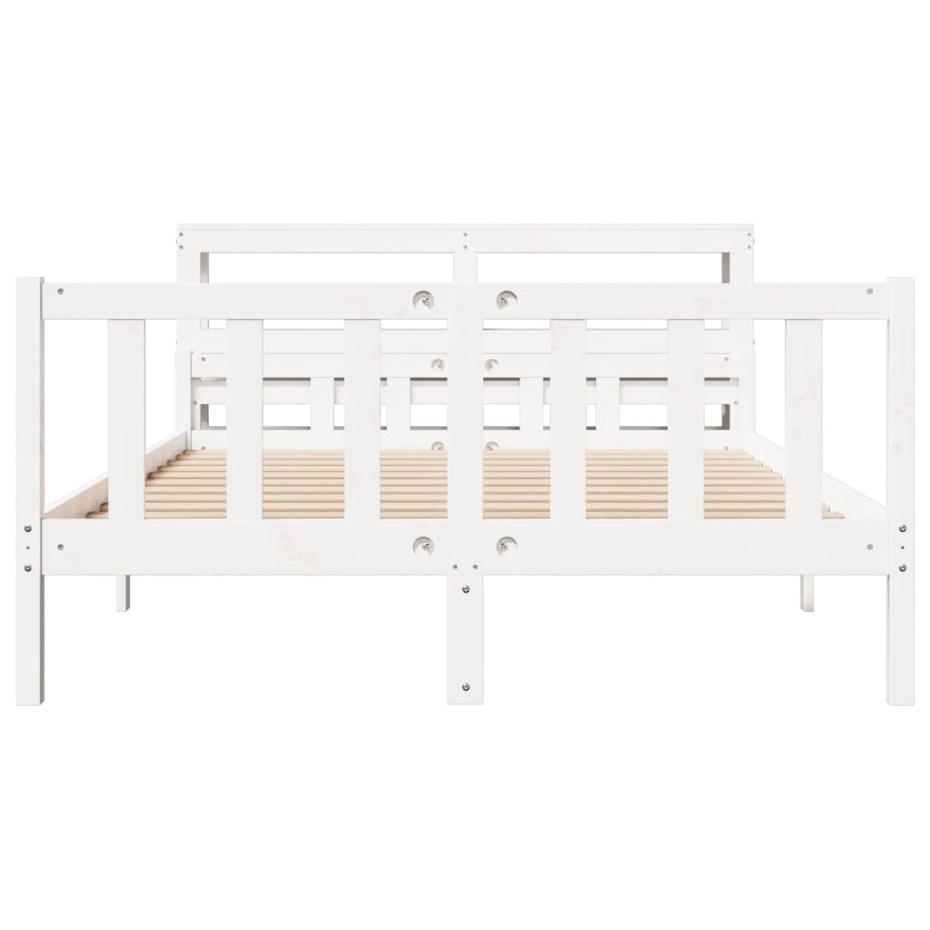 Cadre de lit sans matelas blanc 160x200 cm bois de pin massif