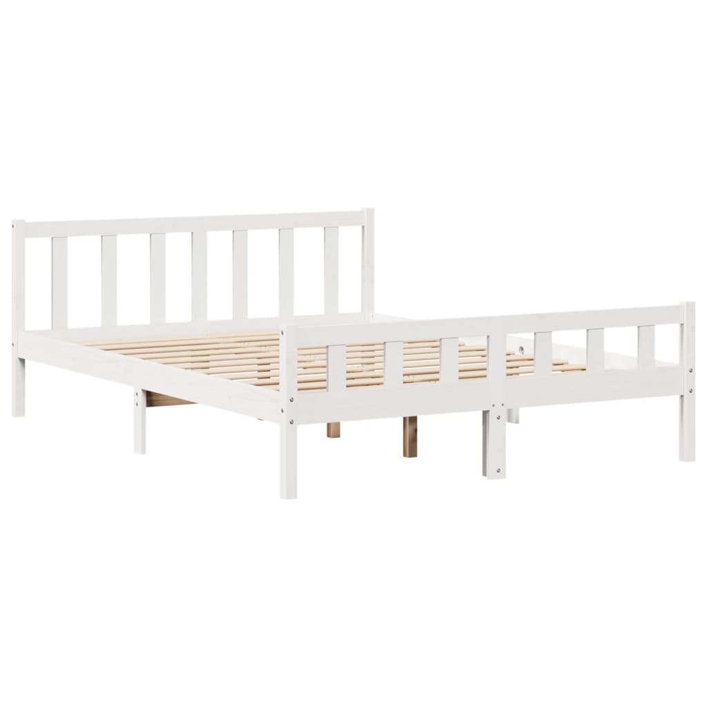 Cadre de lit sans matelas blanc 160x200 cm bois de pin massif