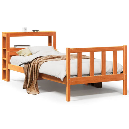 Cadre de lit avec tête de lit sans matelas cire marron 75x190cm