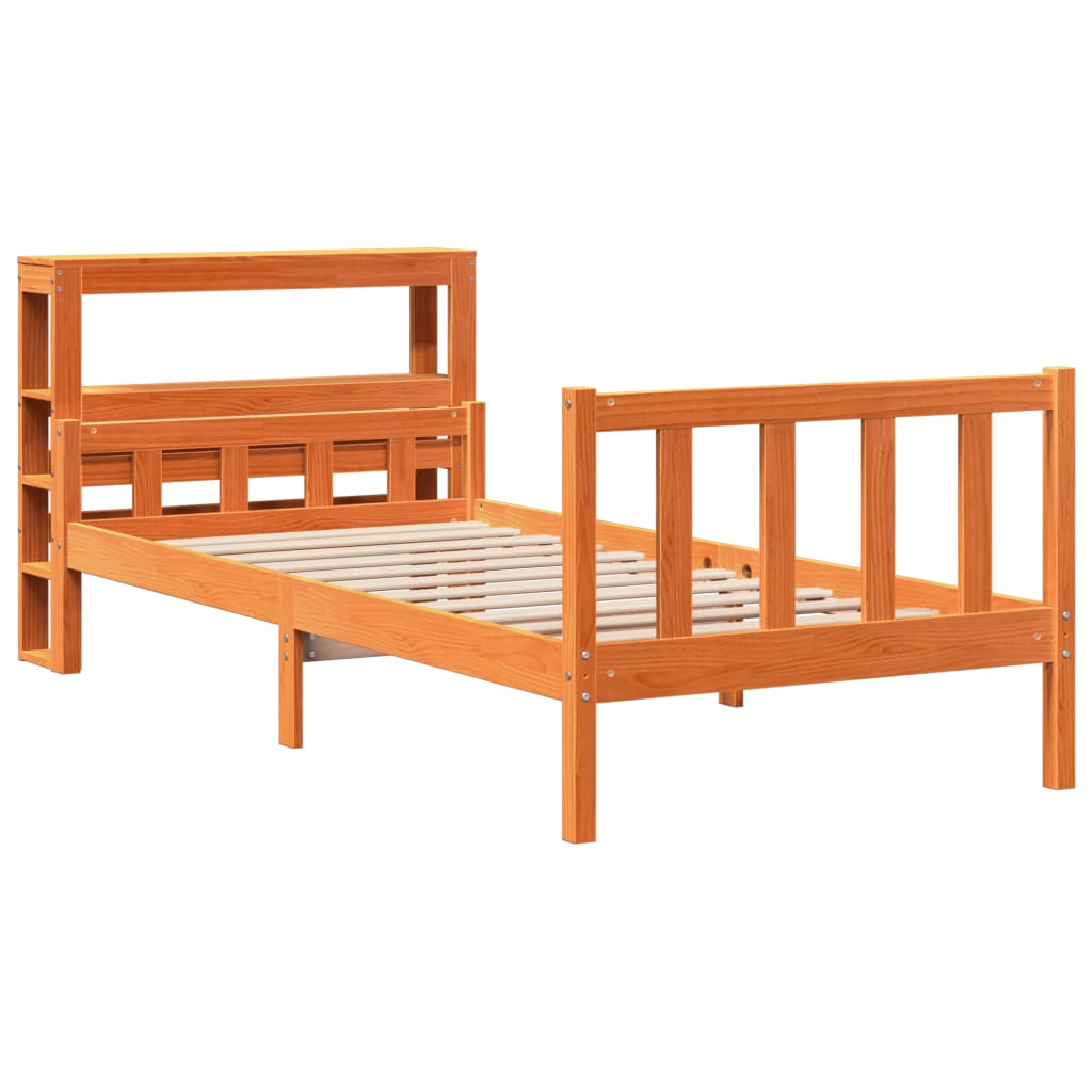 Cadre de lit avec tête de lit sans matelas cire marron 75x190cm