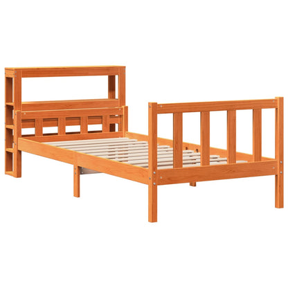 Cadre de lit avec tête de lit sans matelas cire marron 75x190cm