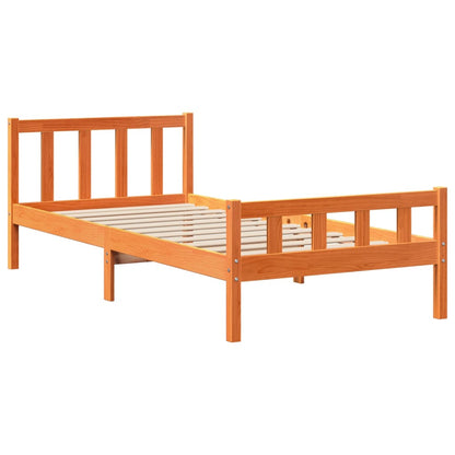 Cadre de lit avec tête de lit sans matelas cire marron 75x190cm