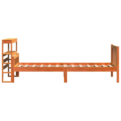 Cadre de lit avec tête de lit sans matelas cire marron 75x190cm