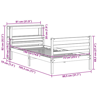 Cadre de lit avec tête de lit sans matelas 75x190 cm