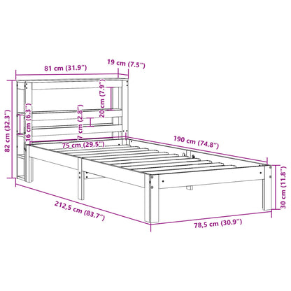 Cadre de lit avec tête de lit sans matelas 75x190 cm