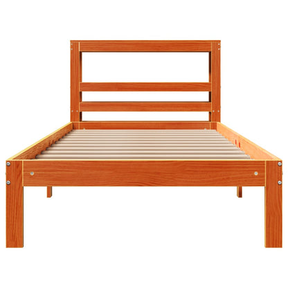 Cadre de lit sans matelas cire marron 75x190 cm bois pin massif