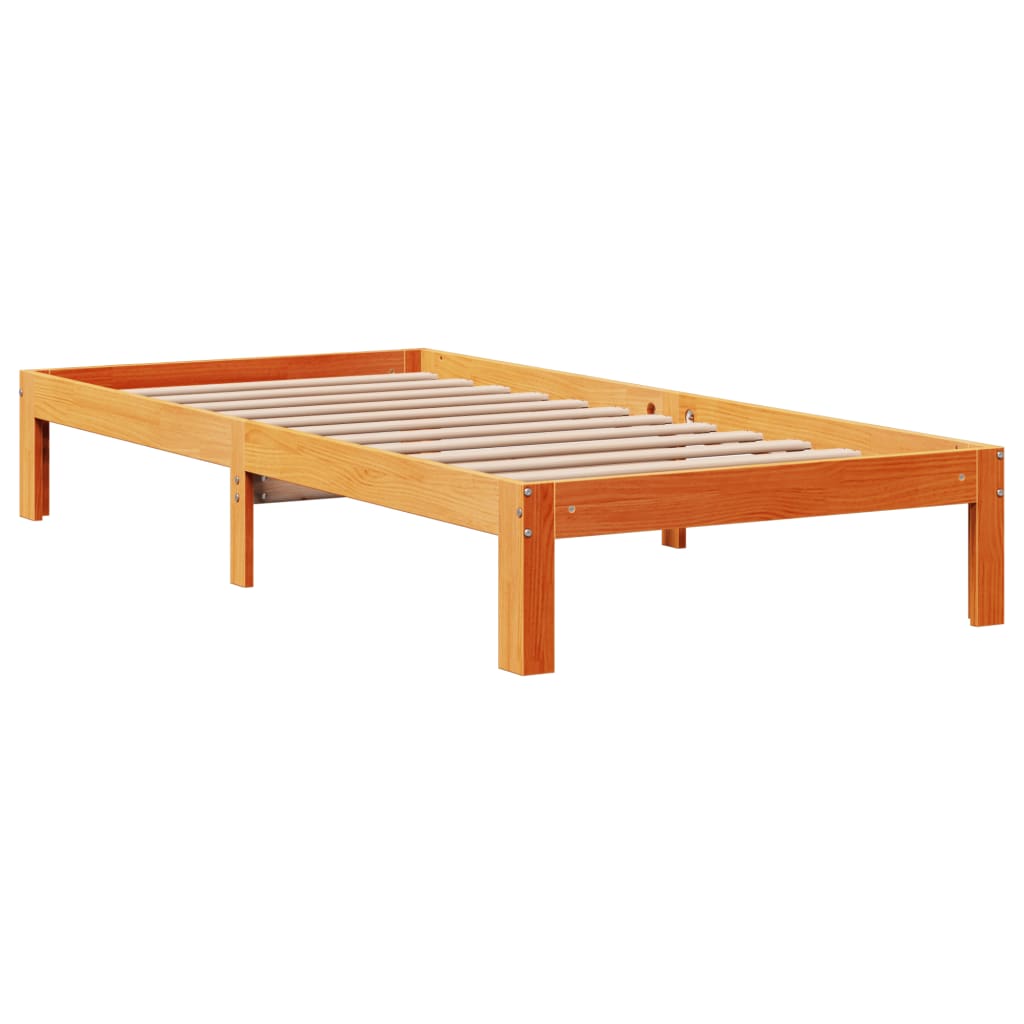 Cadre de lit sans matelas cire marron 75x190 cm bois pin massif