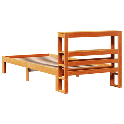 Cadre de lit sans matelas cire marron 75x190 cm bois pin massif