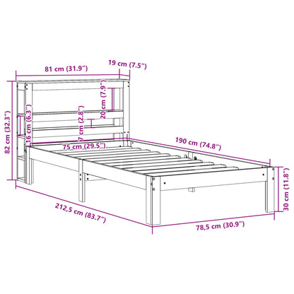 Cadre de lit sans matelas cire marron 75x190 cm bois pin massif