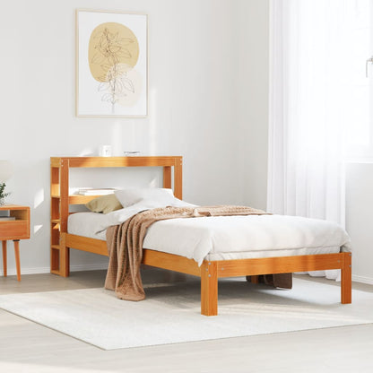 Cadre de lit sans matelas cire marron 75x190 cm bois pin massif