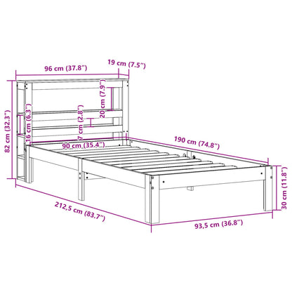 Cadre de lit sans matelas cire marron 90x190 cm bois pin massif