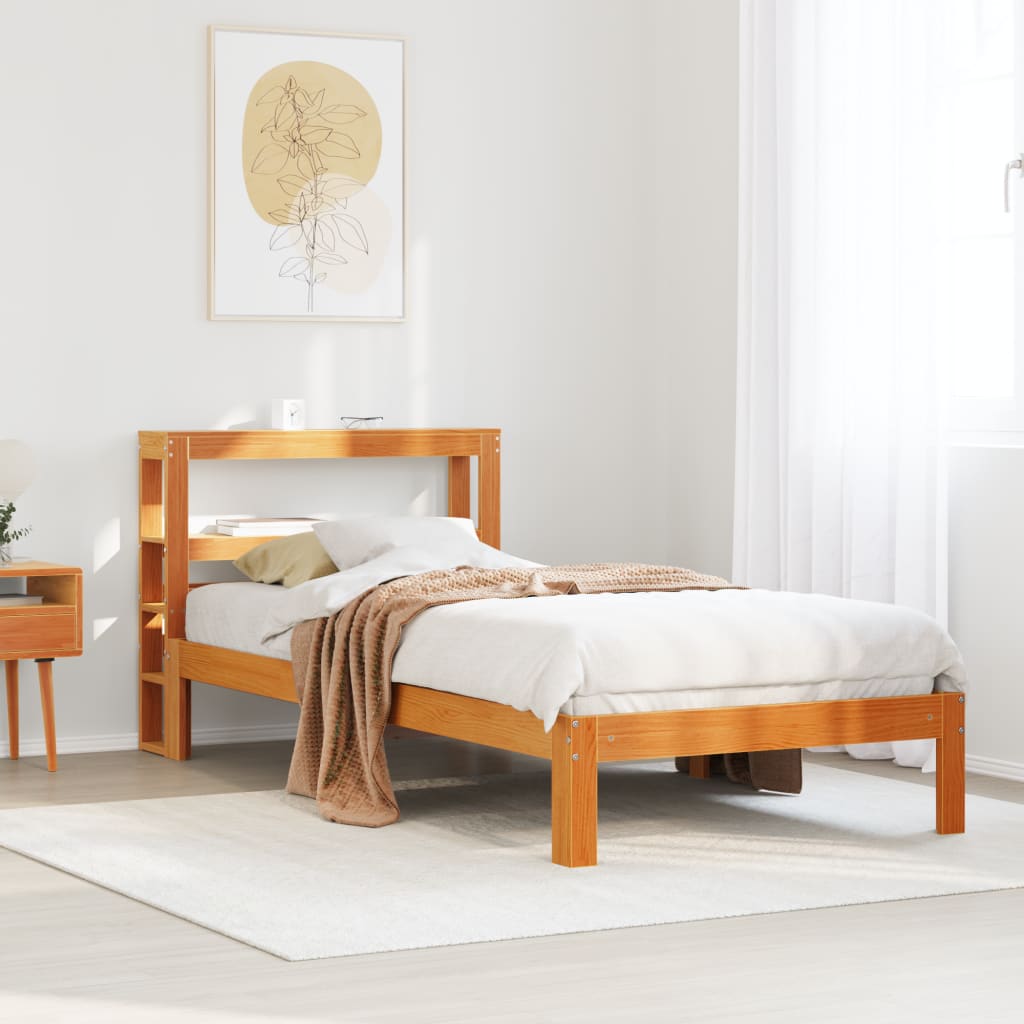 Cadre de lit sans matelas cire marron 90x190 cm bois pin massif